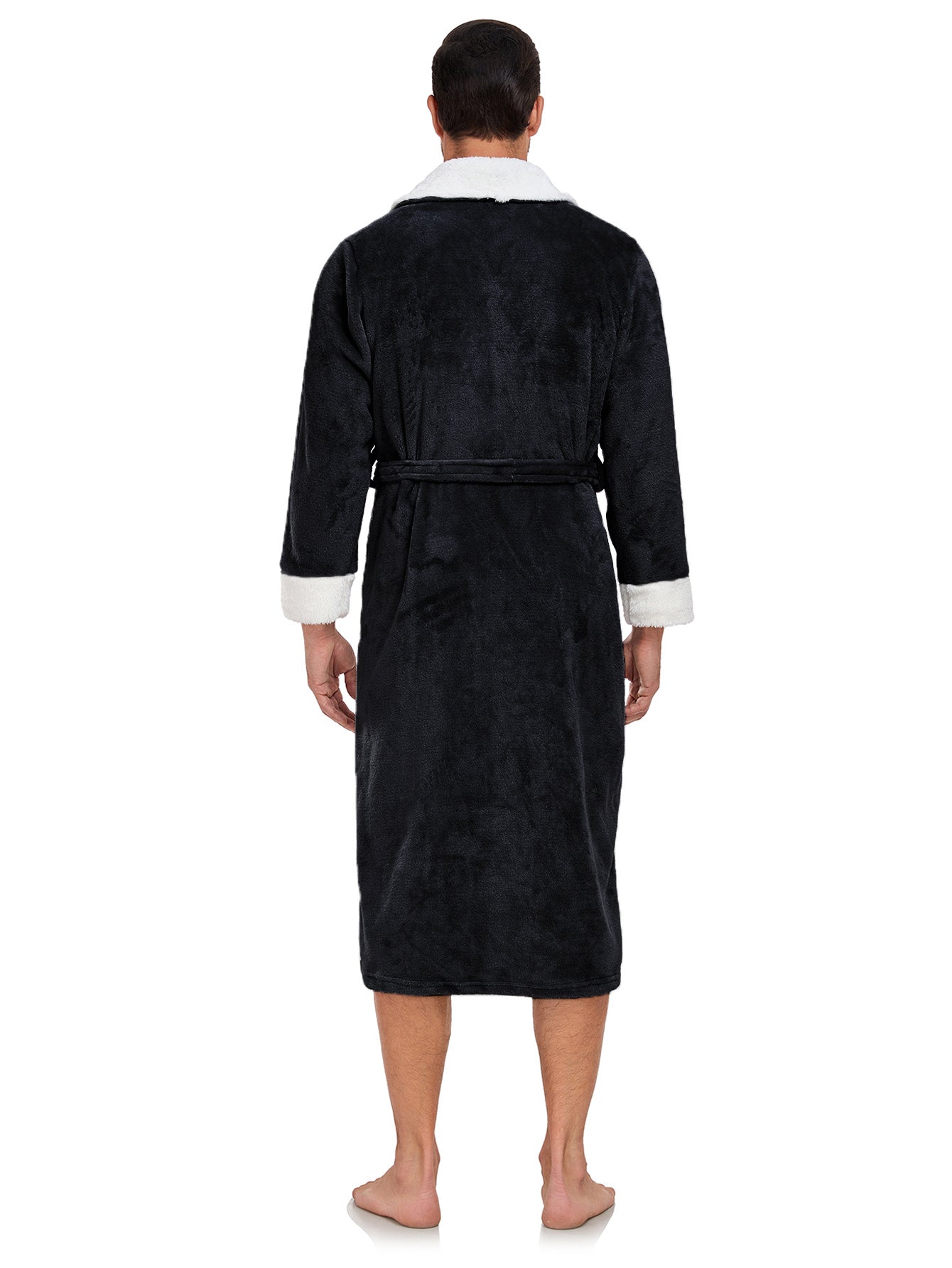 Men’s Plush Fleece Robe – Full-Length Shawl Collar Bathrobe for Ultimate Comfort