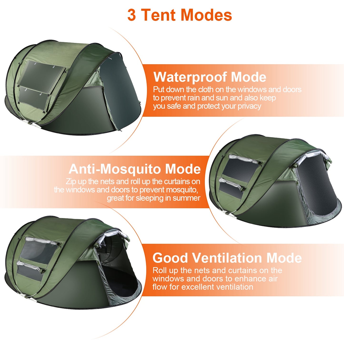 Automatic Pop-Up Camping Tent for 5–8 People | Waterproof Family Tent with Mosquito Net