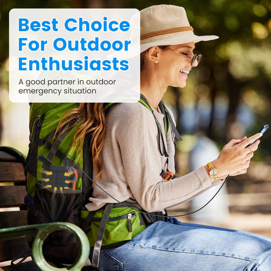 Solar Power Bank 49800mAh – Fast Charging, 4 Built-in Cables & Wireless Charger with LED Flashlight