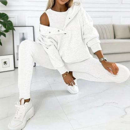 Women’s 3-Piece Cozy Lounge Set – Oversized Top, Tank & High-Waist Pants