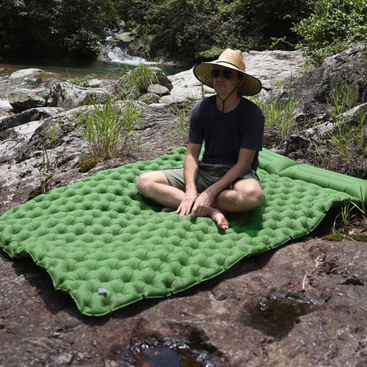 Outdoor Inflatable Sleeping Pad – Insulated Camping Air Mattress with Built-In Pillow