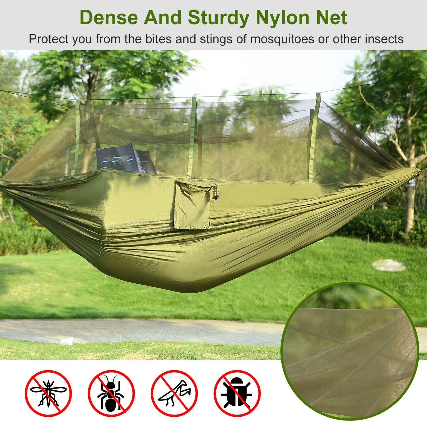 Portable Camping Hammock with Mosquito Net – Lightweight & Durable