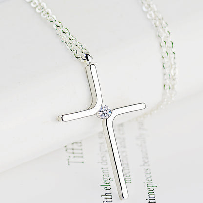 Cross Pendant Titanium Steel Necklace – Elegant Gold & Silver Minimalist Jewelry for Women